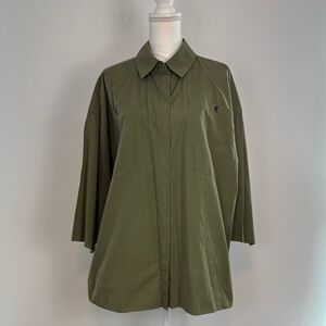 Lafayette 148 Olive Green Collared Button Down 100% Cotton Shirt. Size XL